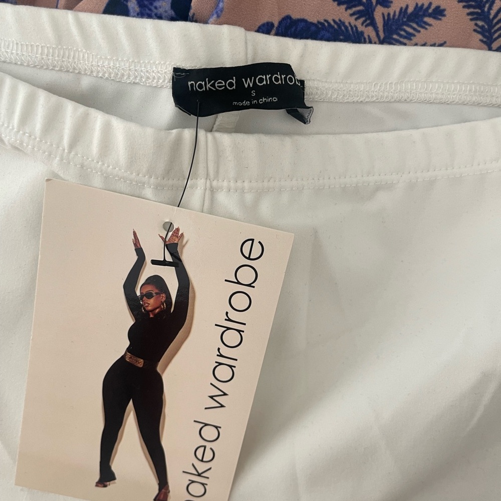 Naked Wardrobe Classic White Flare Pant Legging